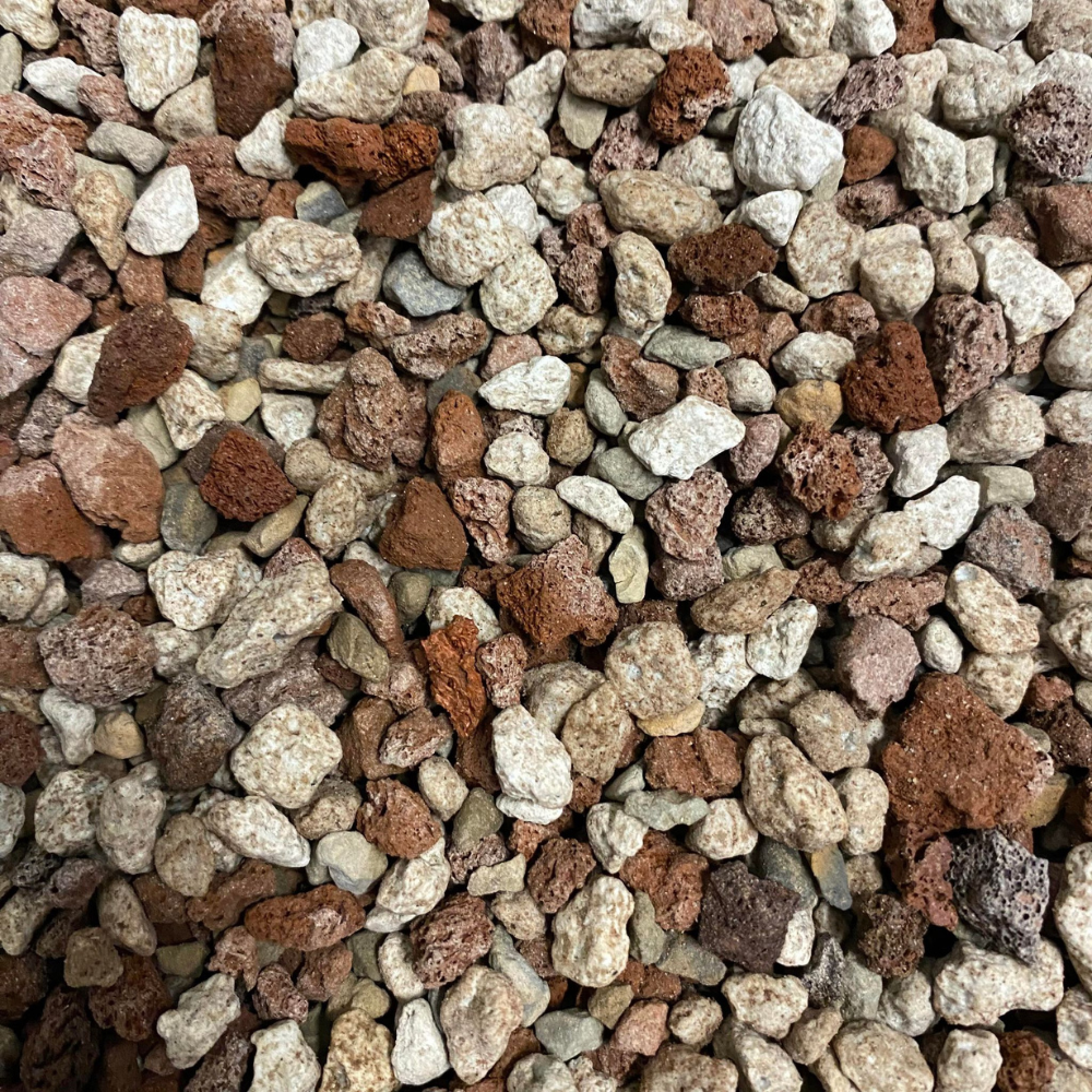 A close up look at small grain bonsai soil.